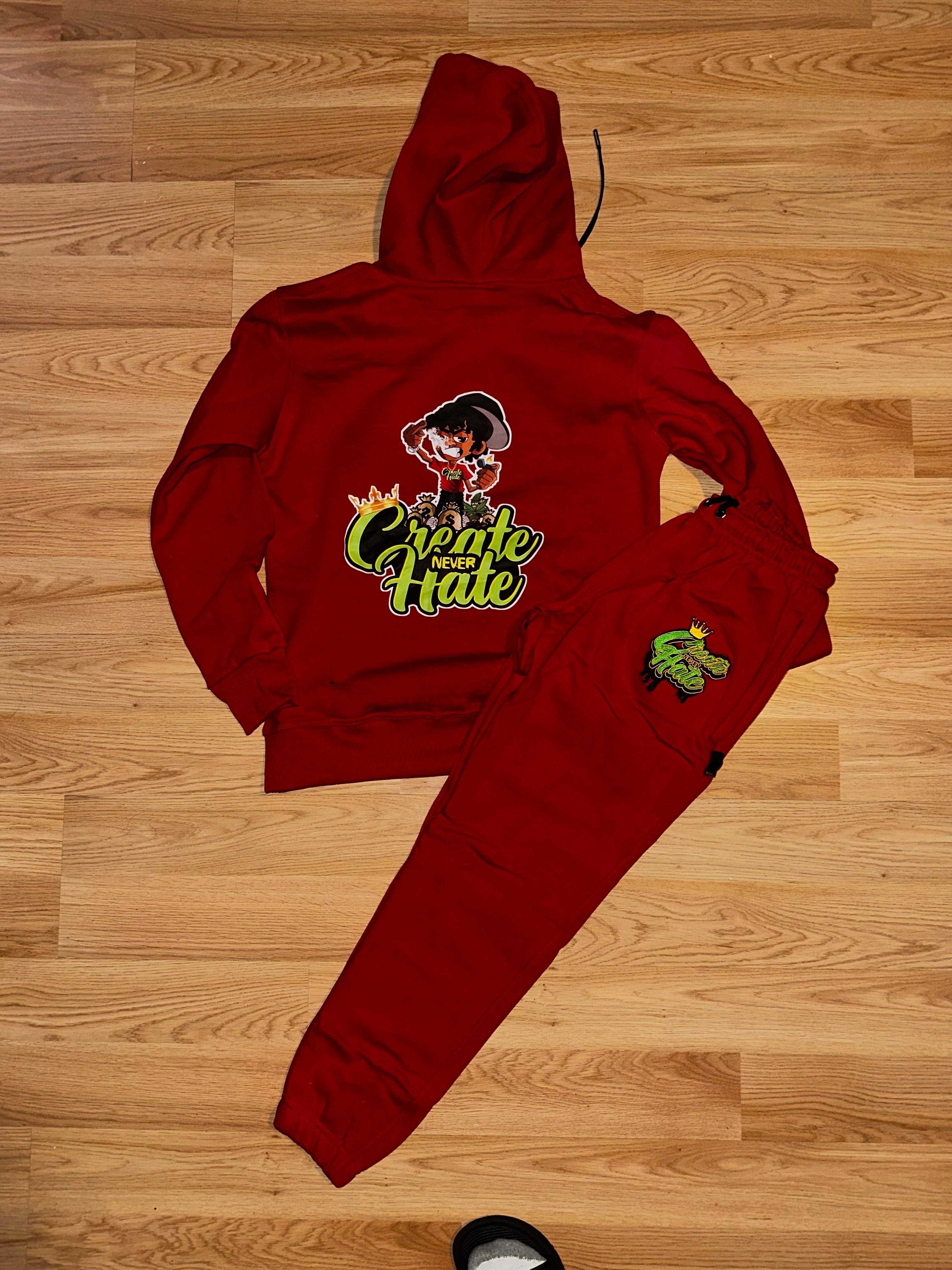 Red lime green winter sweatsuit