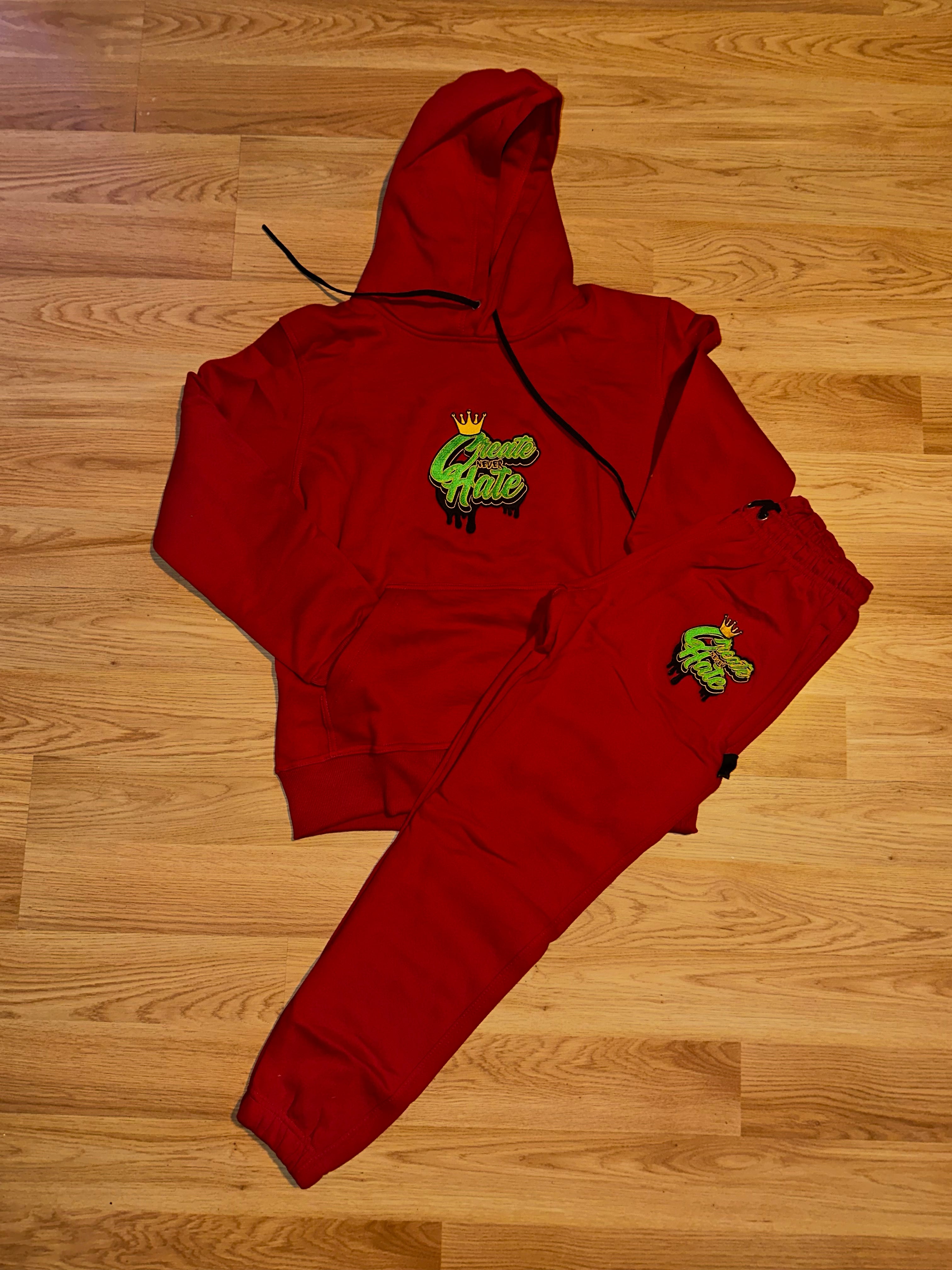 Red lime green winter sweatsuit
